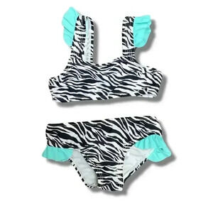 Wonder Nation Zebra Print Bikini with Aqua Accents